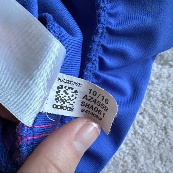 Adidas | Navy and Pink Pleated 3 Stripe Ruffle Polo Dress | Size 18 Months - Picture 8 of 10